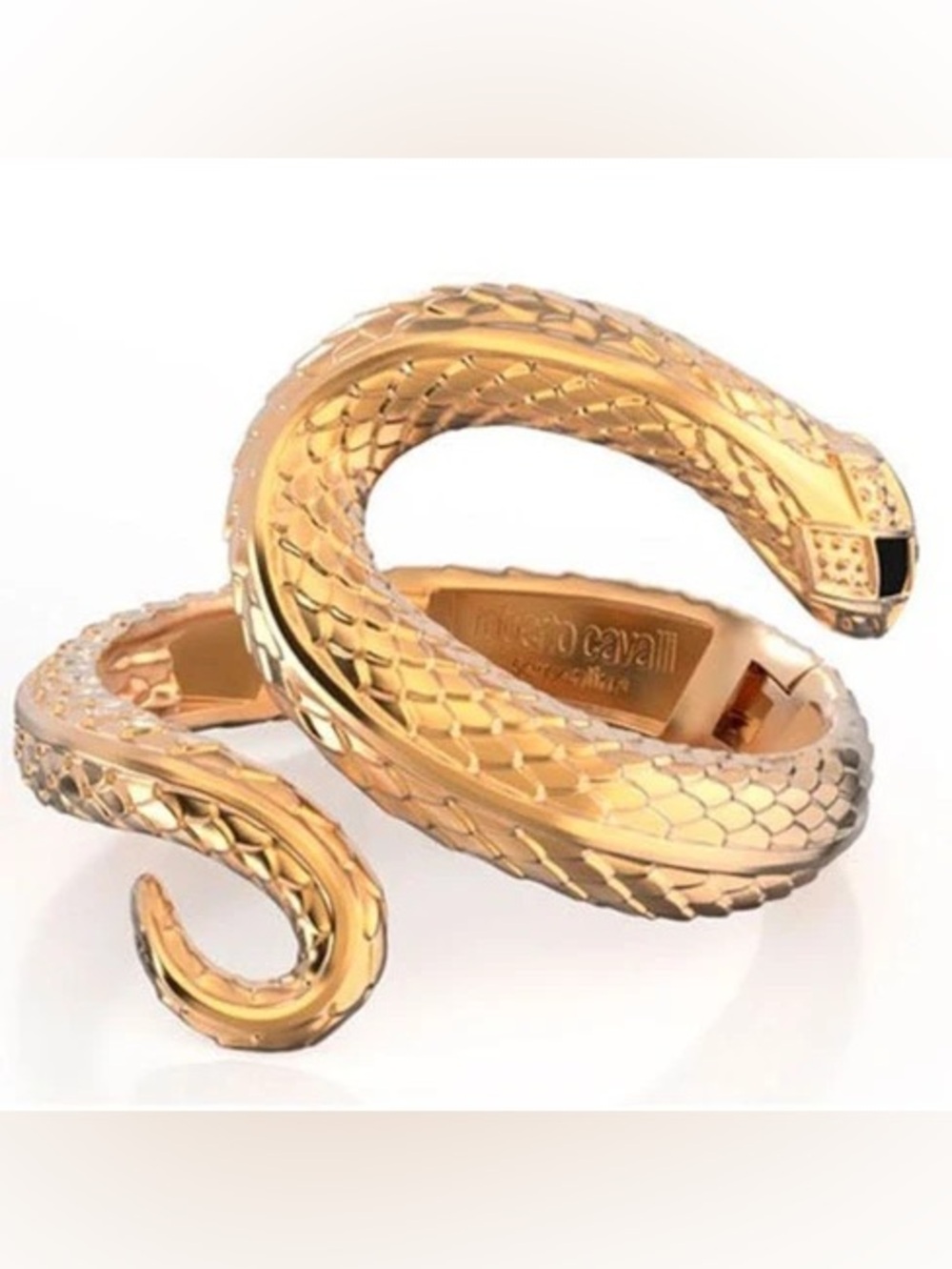 Authentic Roberto Cavalli Gold tone Snake Coil Bracelet